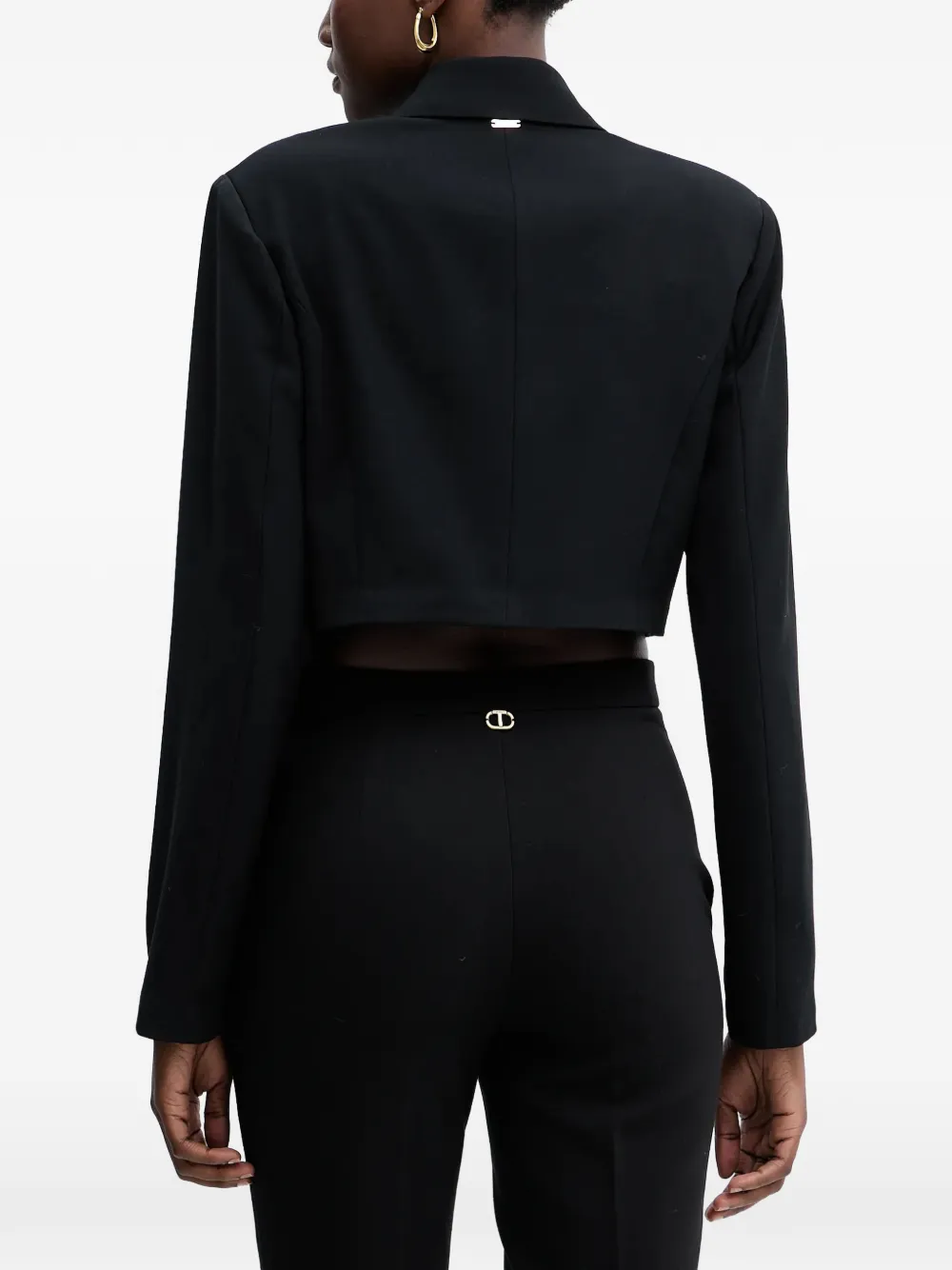  Fracomina Button Cropped Blazer - Black 