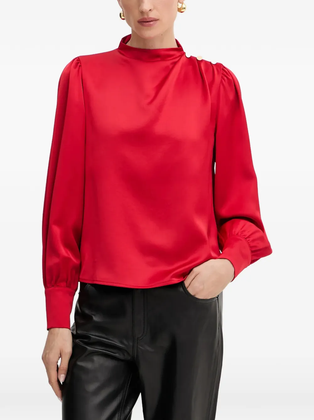 FRACOMINA button high-neck top | Red | Image 1