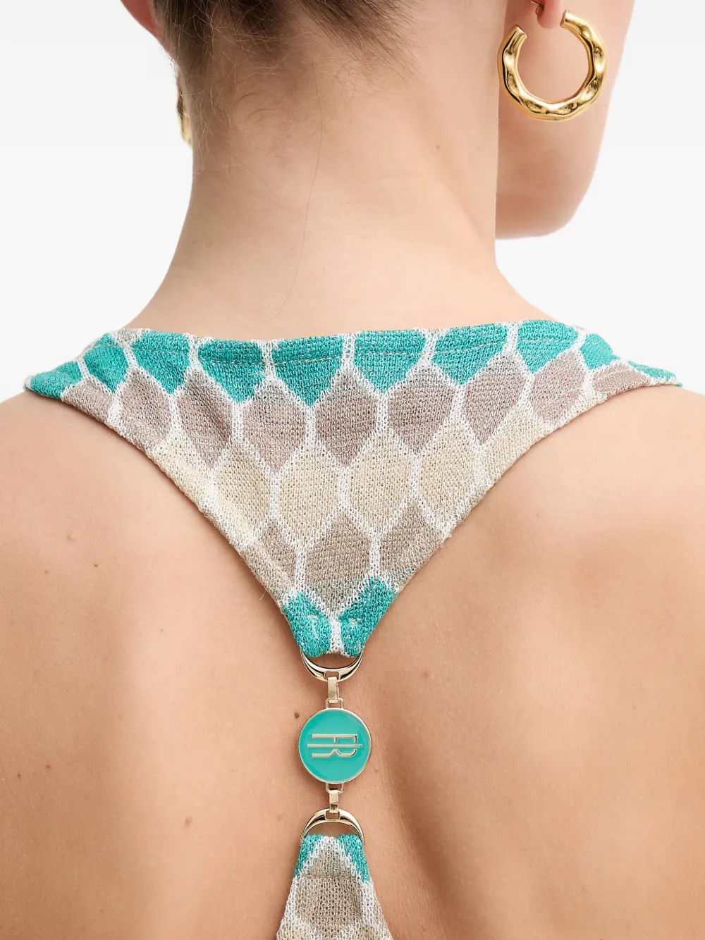 FRACOMINA Midi-jurk met geometrisch patroon Beige