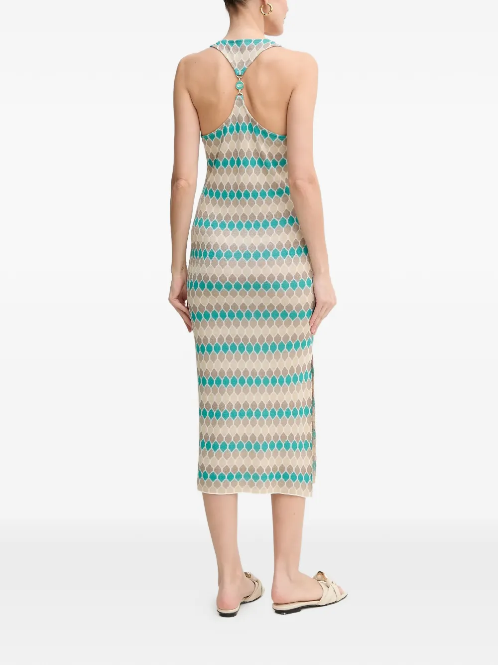 FRACOMINA Midi-jurk met geometrisch patroon Beige