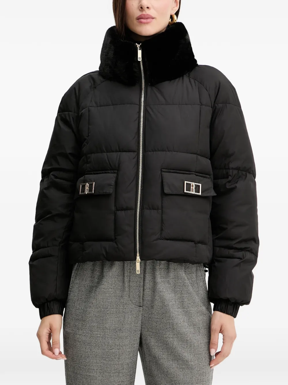 FRACOMINA faux-fur-collar padded jacket - Nero