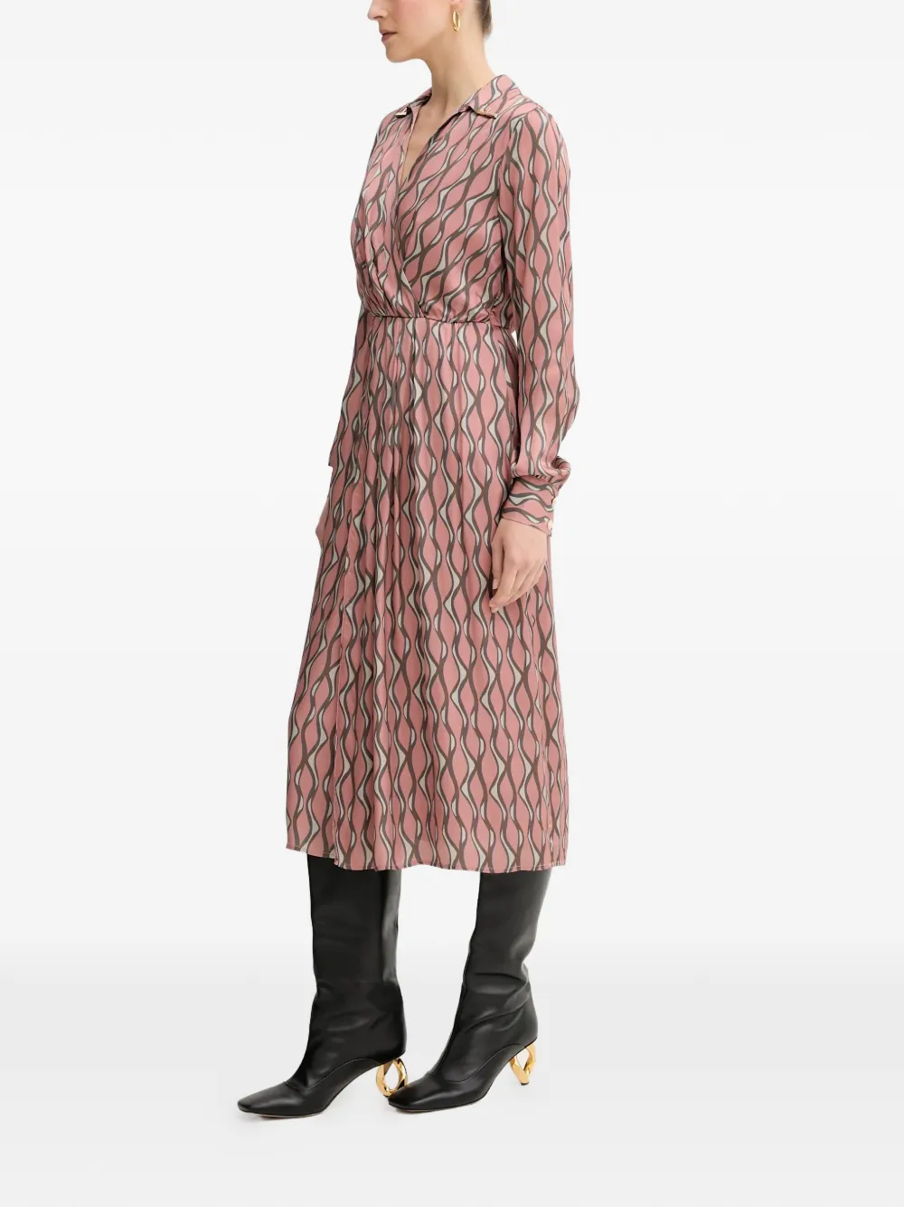 FRACOMINA long-sleeve patterned midi dress - Roze