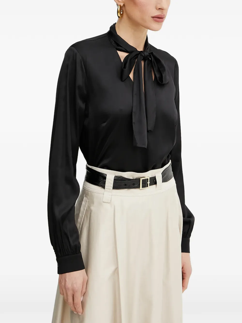 FRACOMINA pussy-bow long-sleeve top - Nero