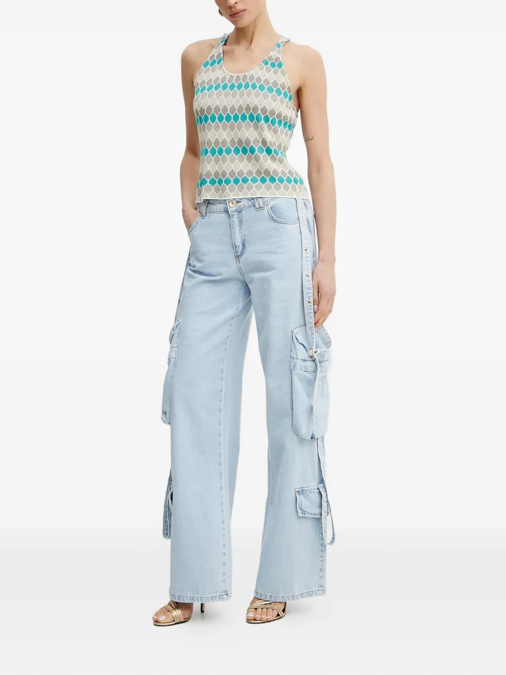 FRACOMINA flap pocket denim trousers - Blauw