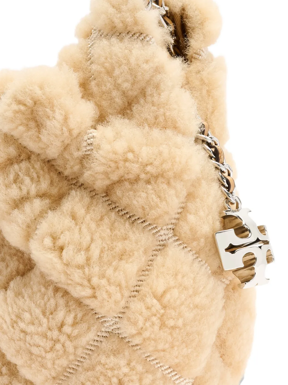 Tory Burch Fleming lammy mini-tas Beige