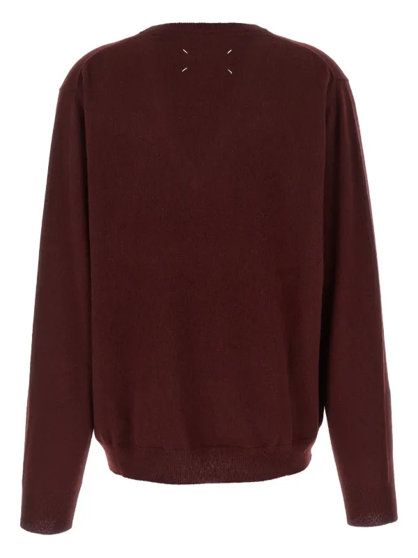 Maison Margiela Chain Knitted V-neck Sweater | Red | FARFETCH CA