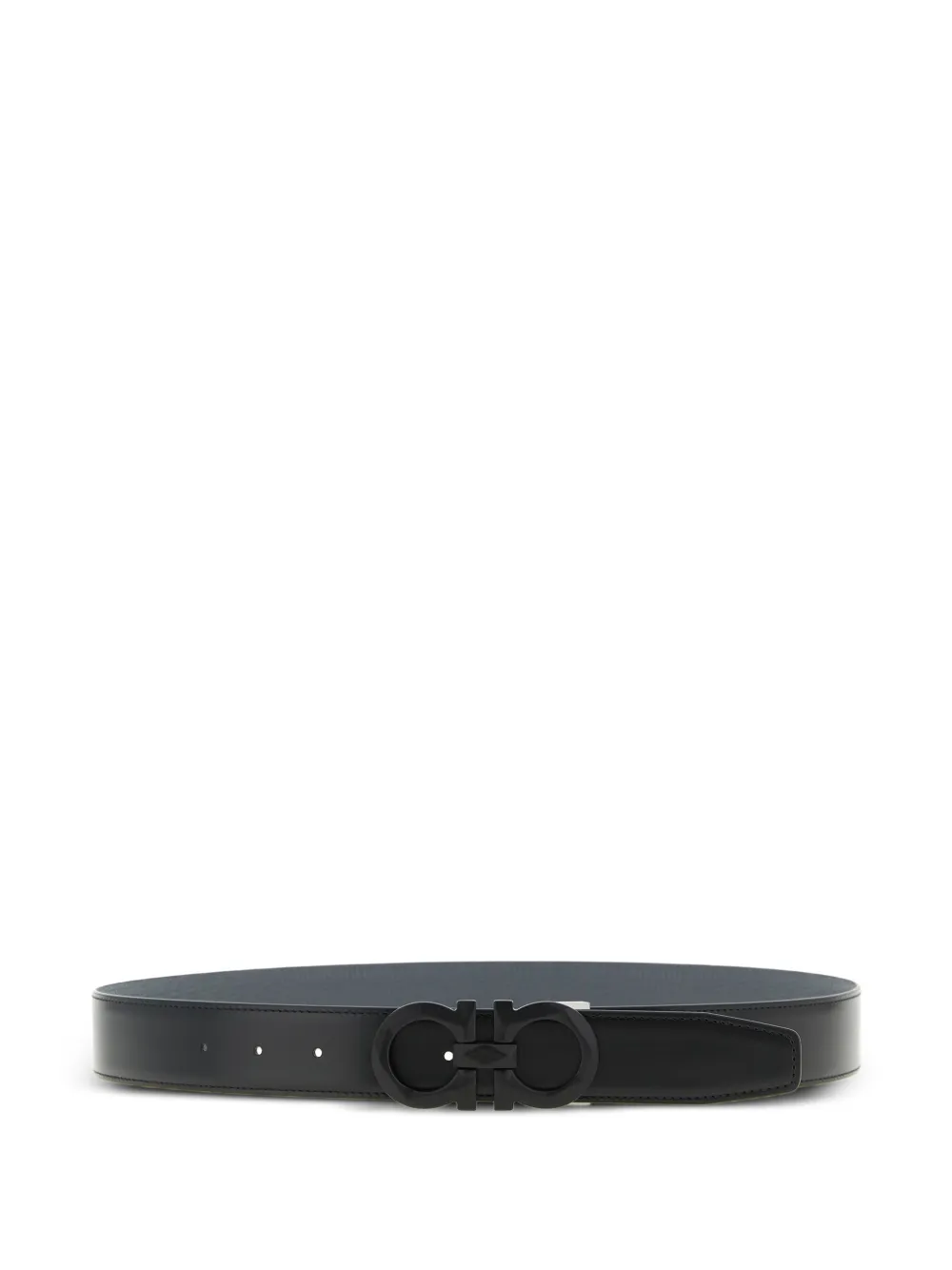  Ferragamo Gancini Leather Reversible Belt - Grey 