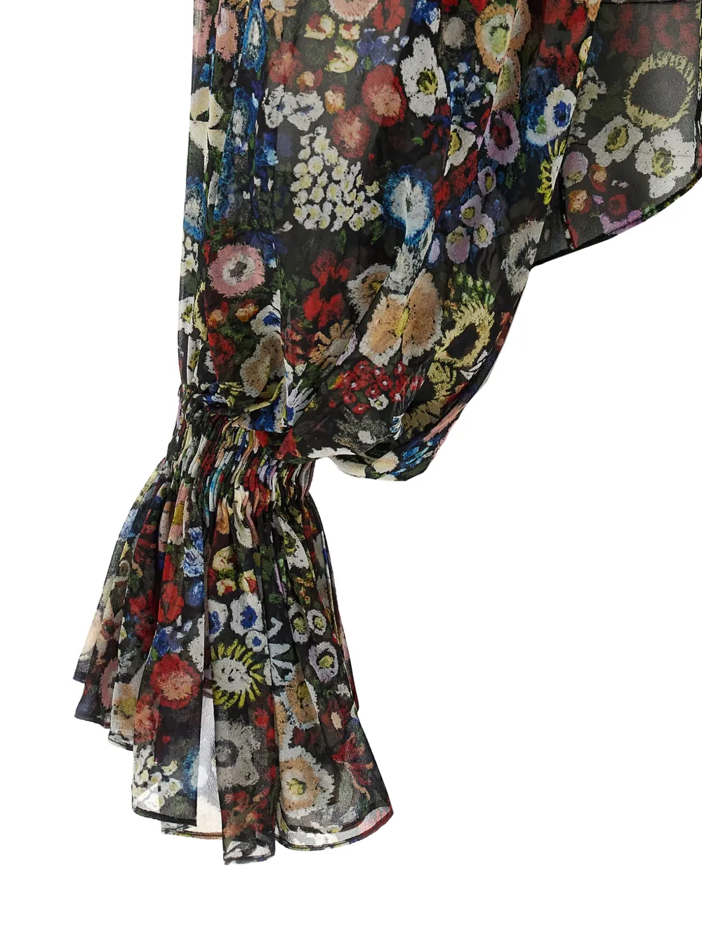 KHAITE Blouse met bloemenprint en hoge hals Zwart