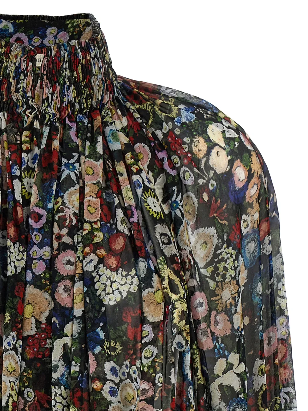  Khaite Floral High-neck Blouse - Black 