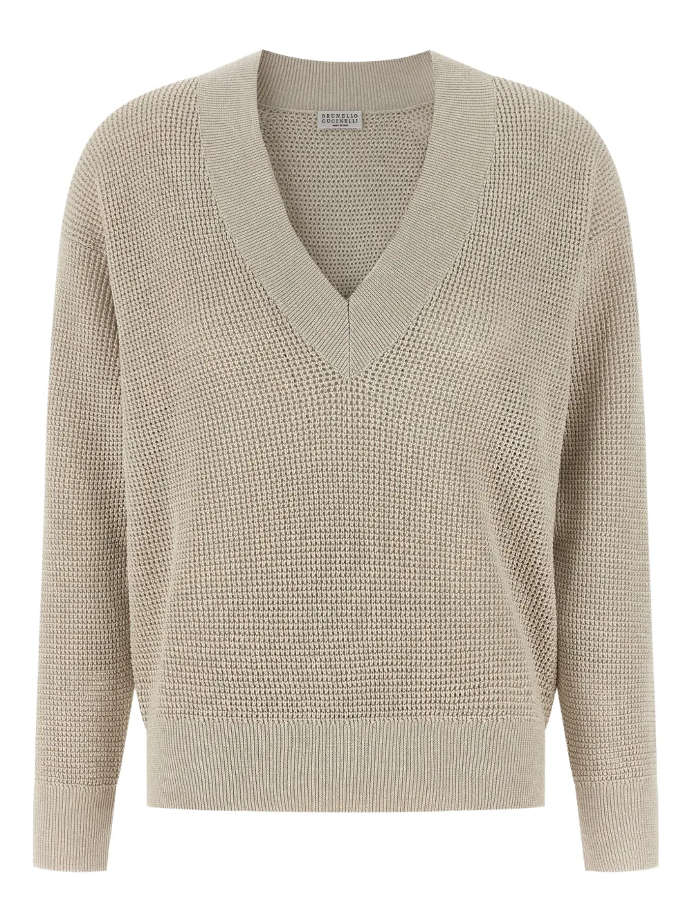 Brunello Cucinelli openwork V-neck sweater - Toni neutri