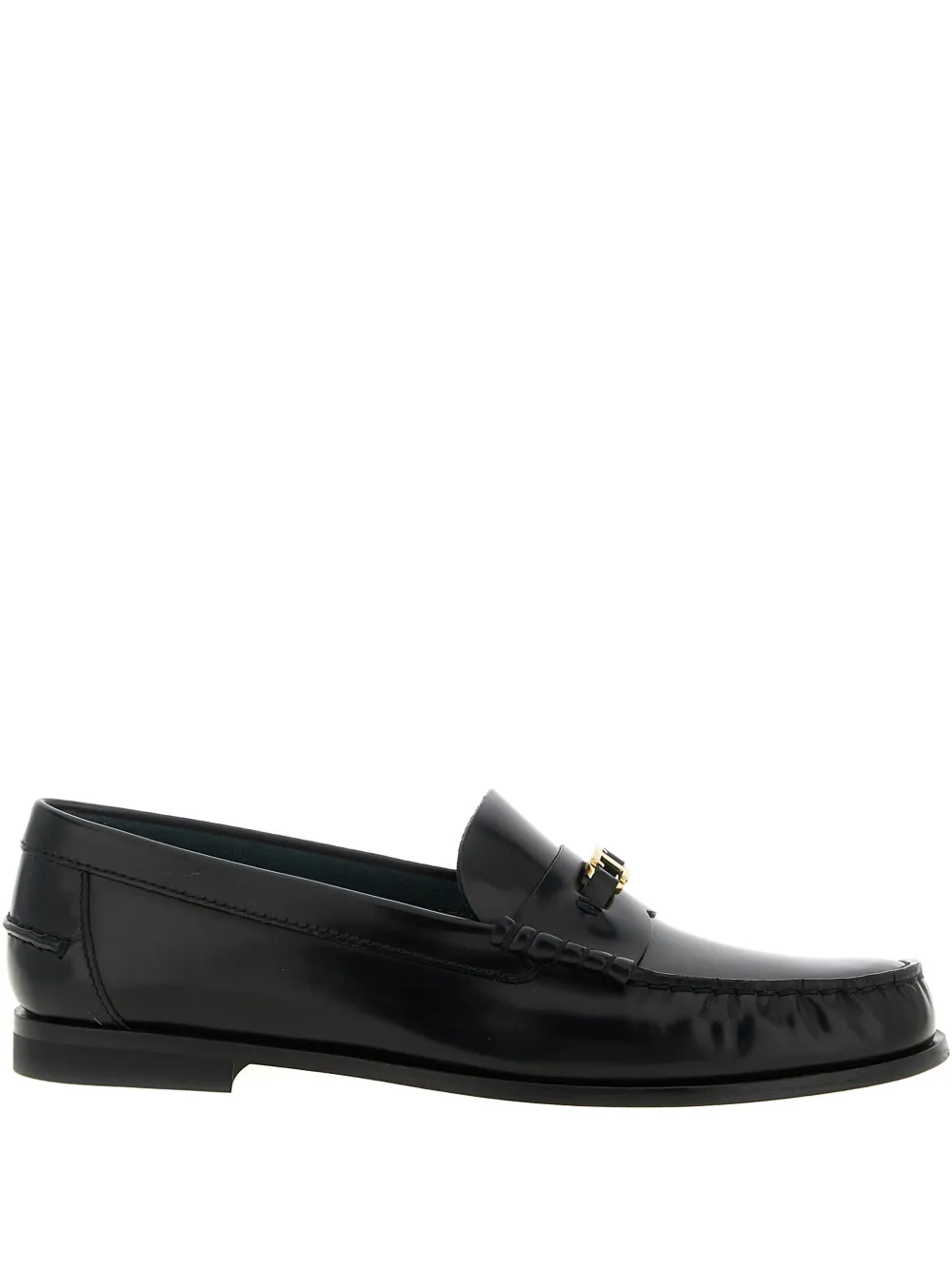 Tod's T Loafers Round Toe Gold Hardware Stitching In Black