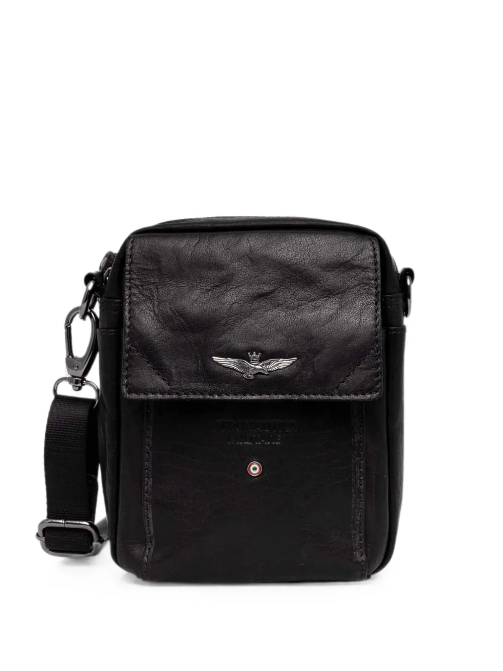 Aeronautica Militare logo-plaque leather belt bag - Nero