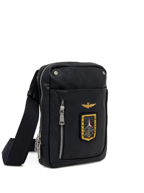 Aeronautica Militare appliqué-details zipped messenger bag