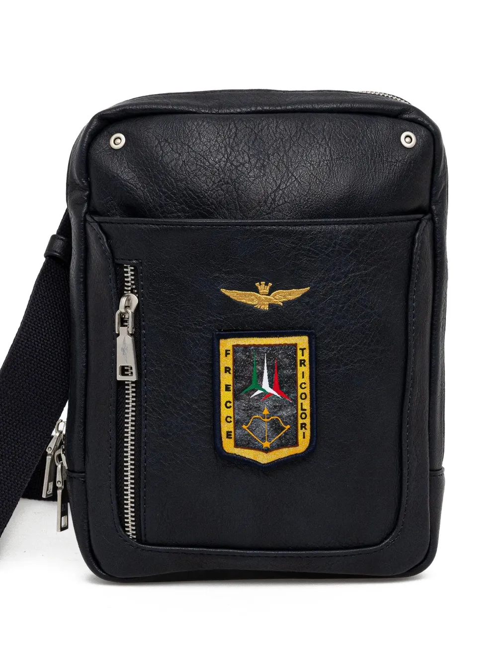 Aeronautica Militare appliqu&eacute;-details zipped messenger bag - Blauw