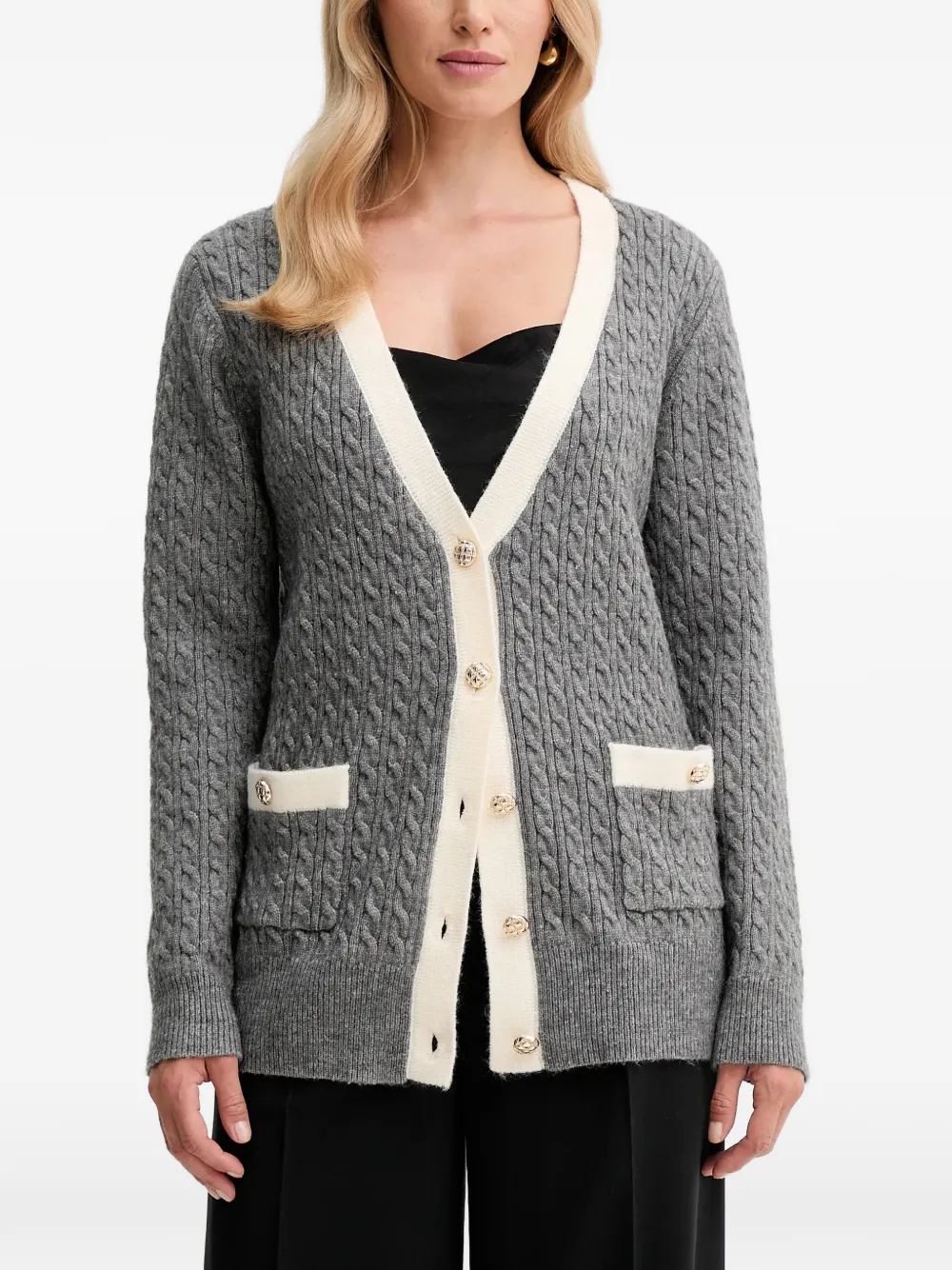 FRACOMINA V-neck button cardigan - Grigio