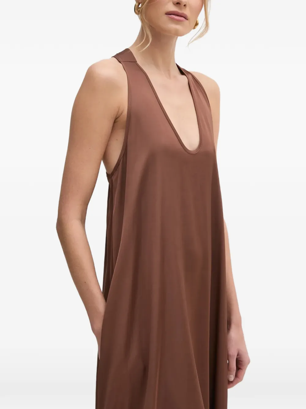 FRACOMINA V-neck tie-back dress - Marrone