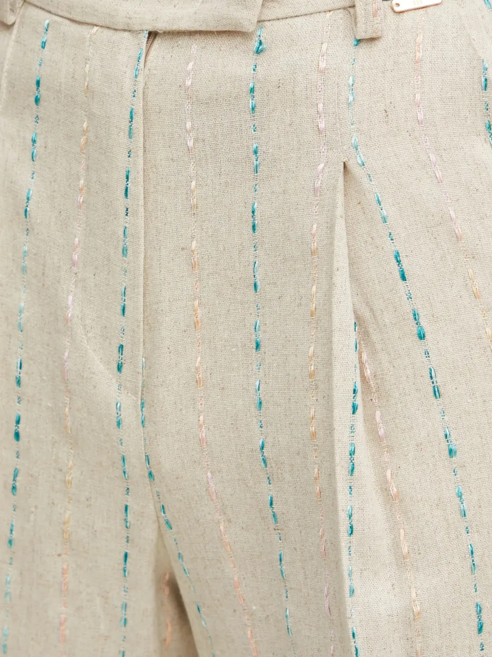 FRACOMINA Gestreepte shorts met plooien Beige