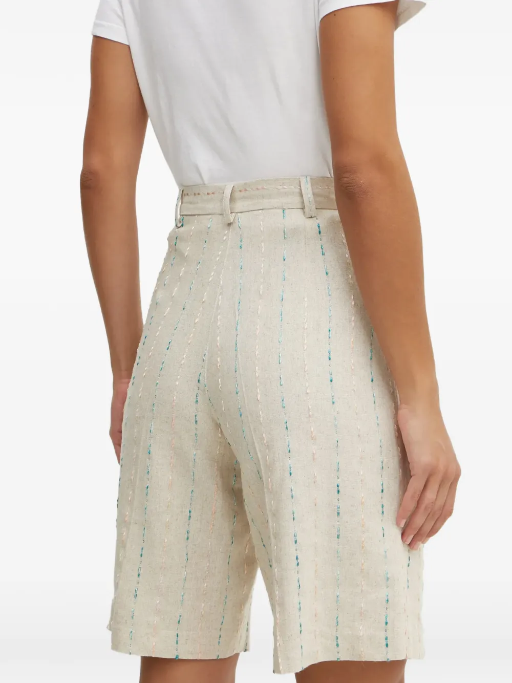  Fracomina Striped Pleated Shorts - Neutrals 