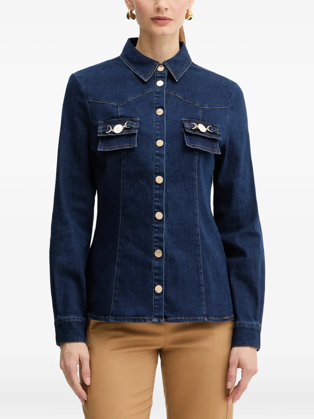 FRACOMINA flap-pocket denim shirt - Blu