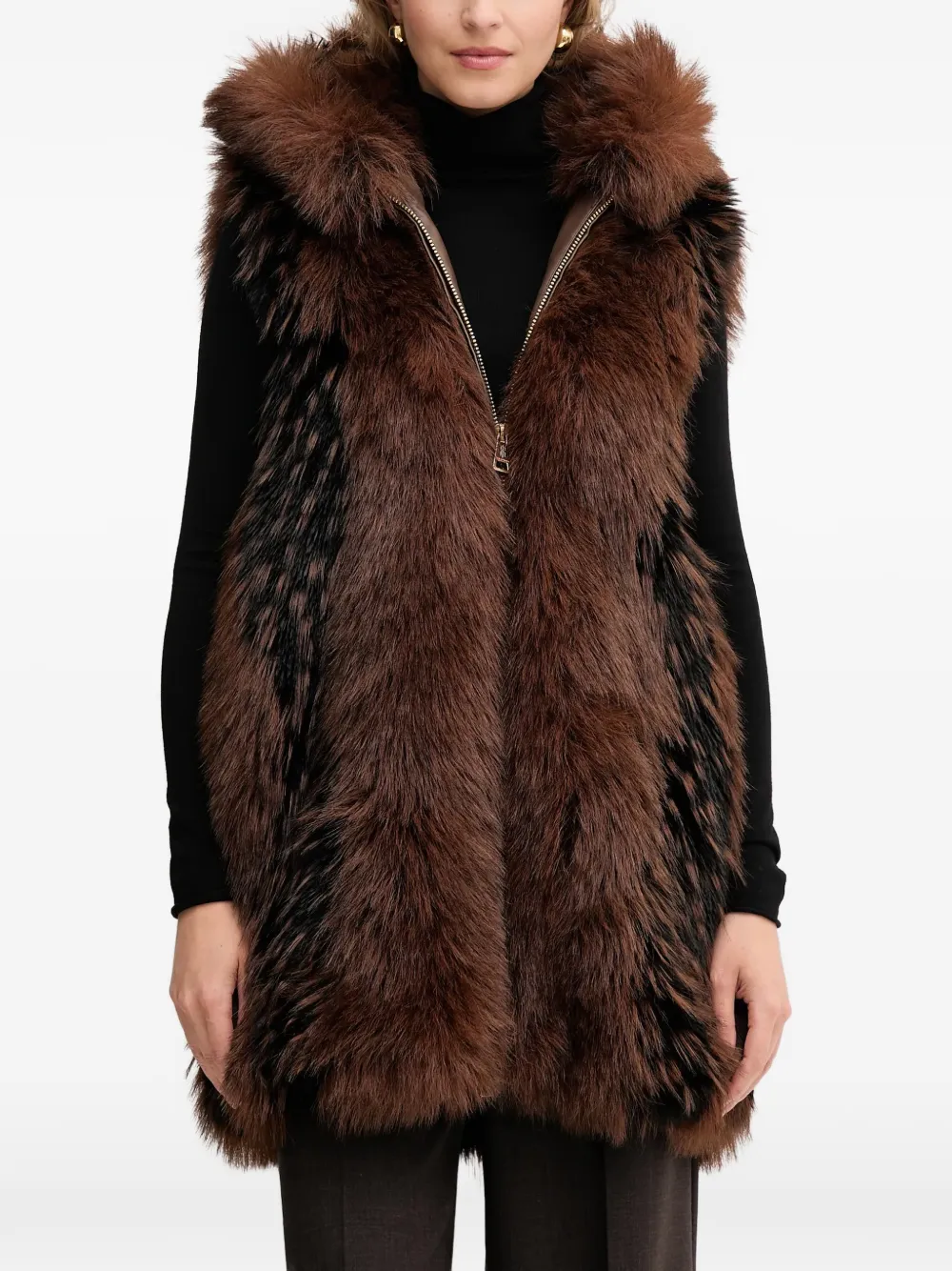 FRACOMINA hooded zip jacket - Marrone