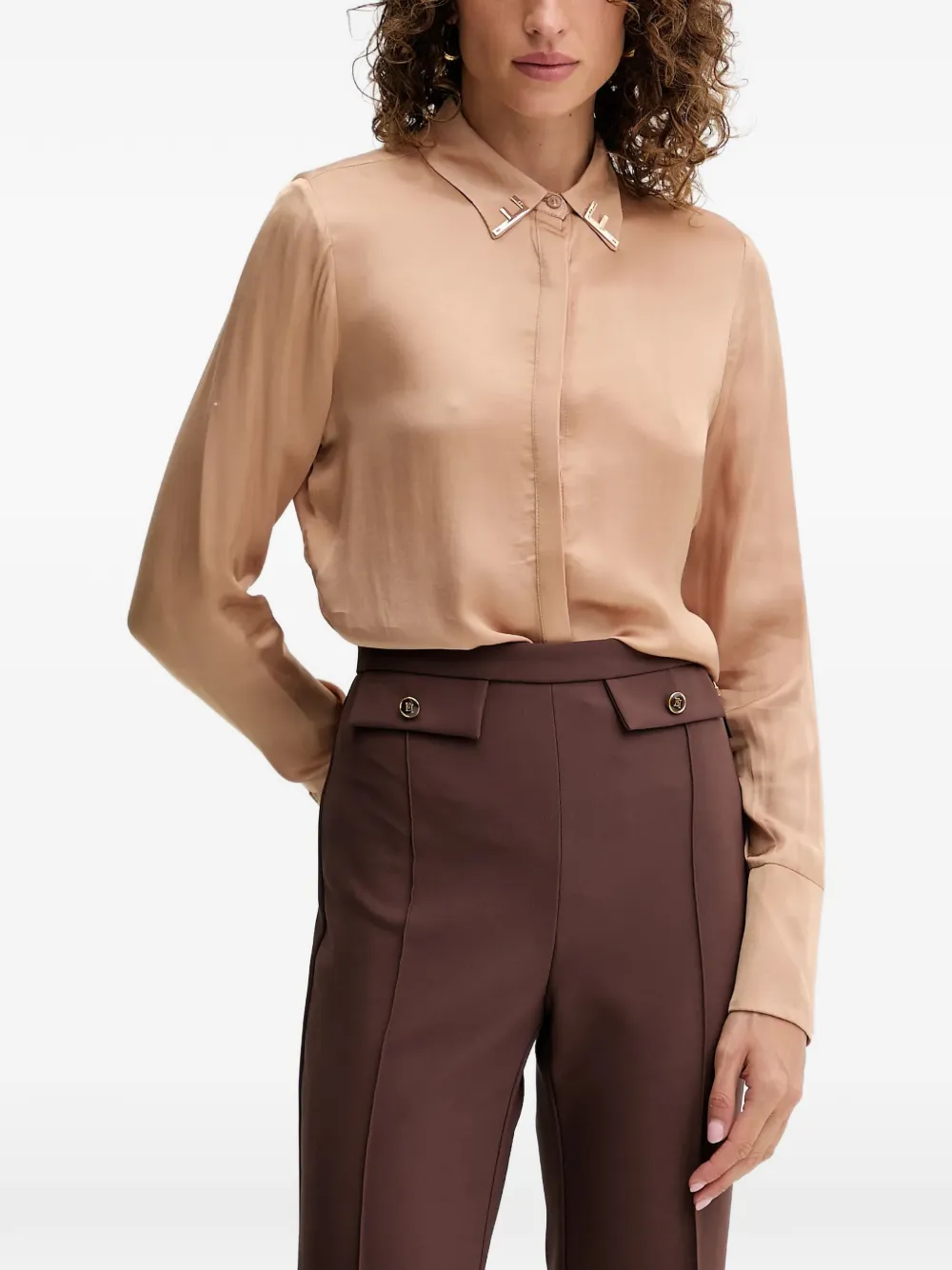 FRACOMINA pleated detail shirt - Nude