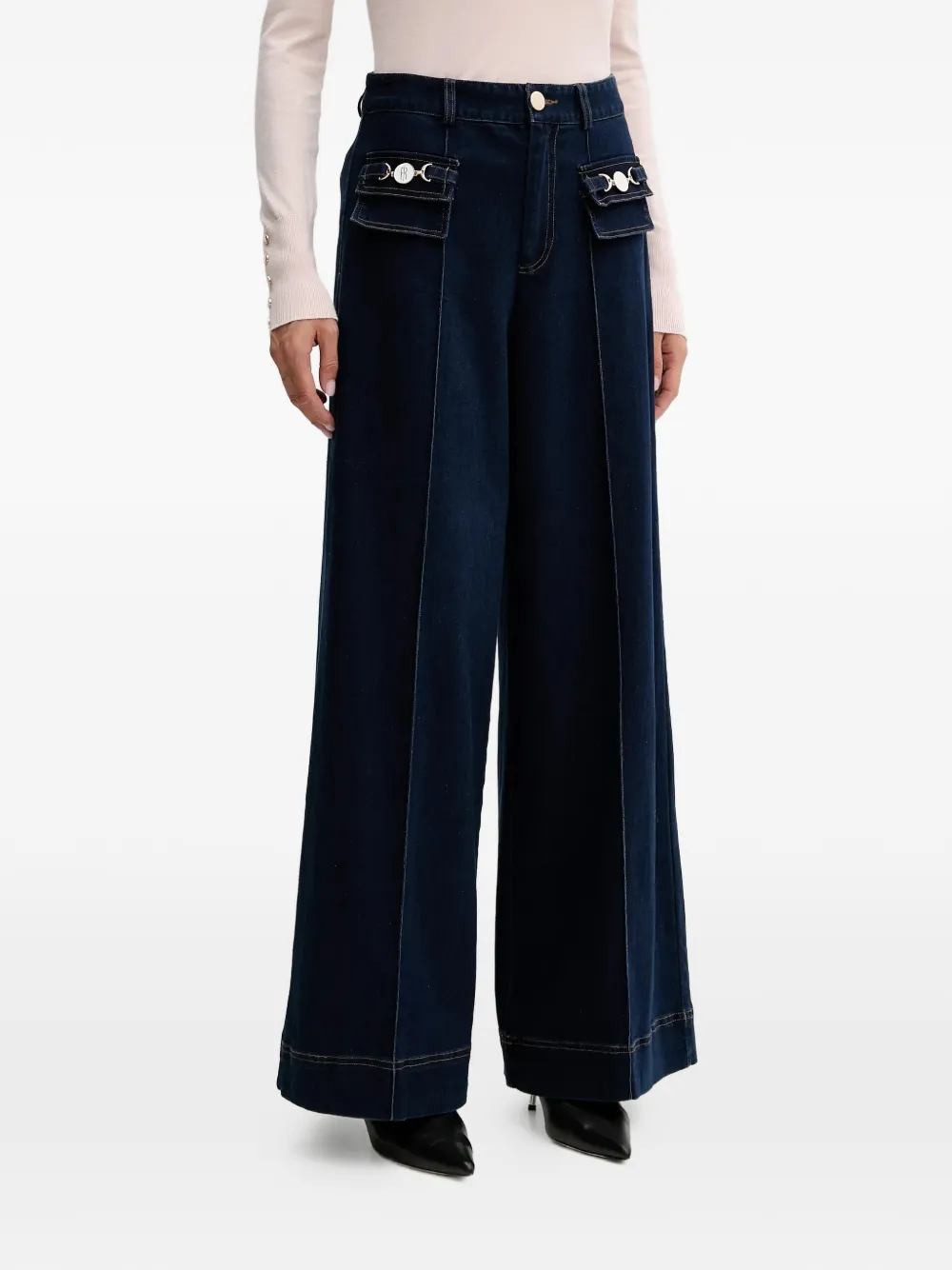 FRACOMINA wide-leg side-pocket jeans - Blu