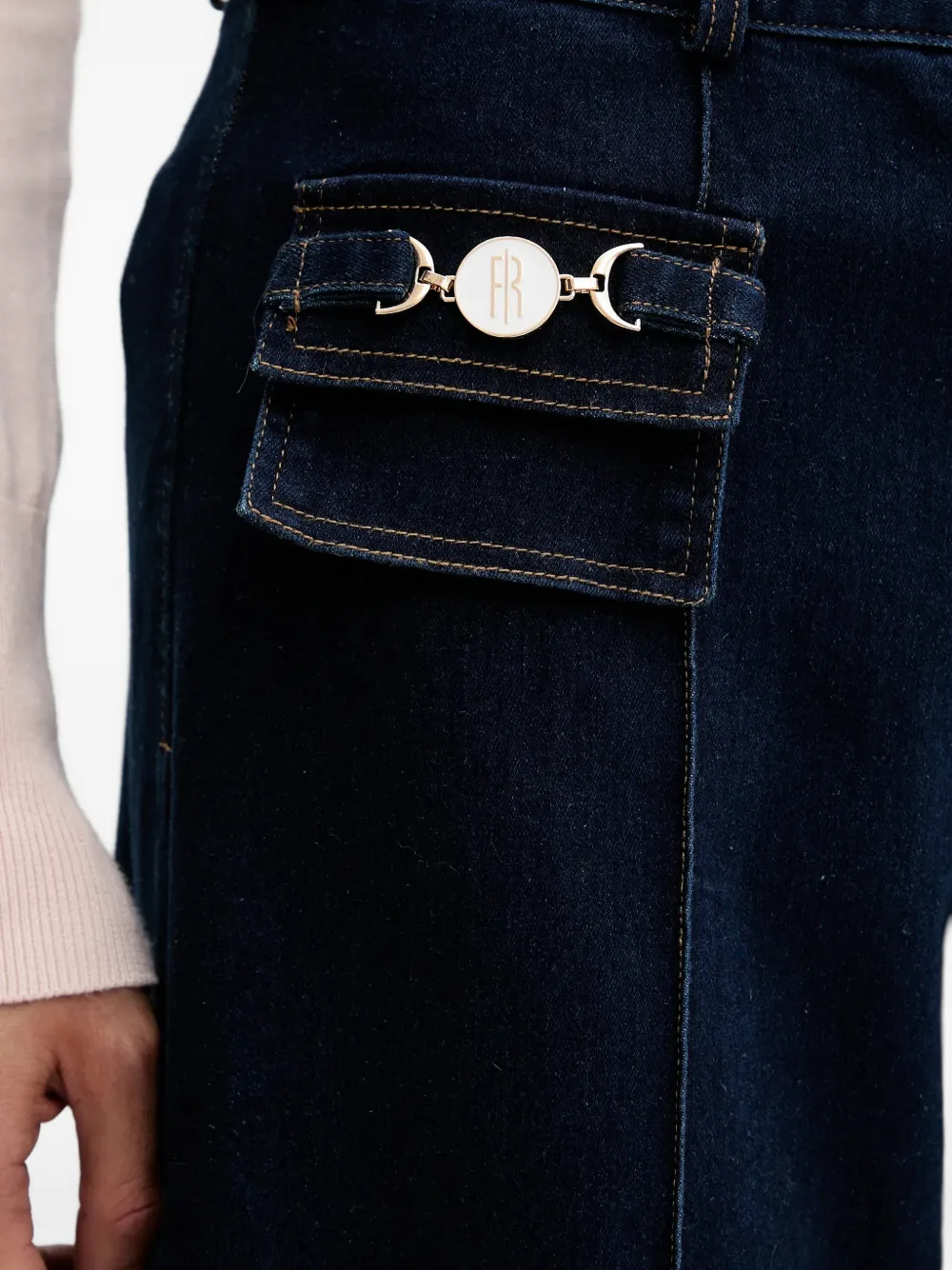 FRACOMINA Jeans met wijde pijpen en zijzak Blauw