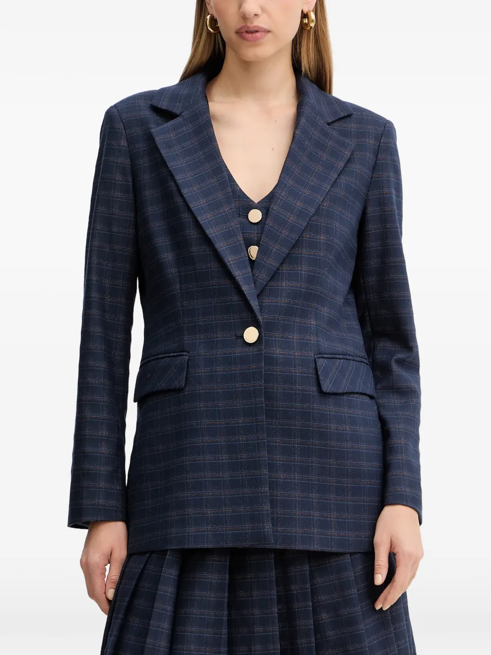 FRACOMINA single-breasted checked blazer - Blu