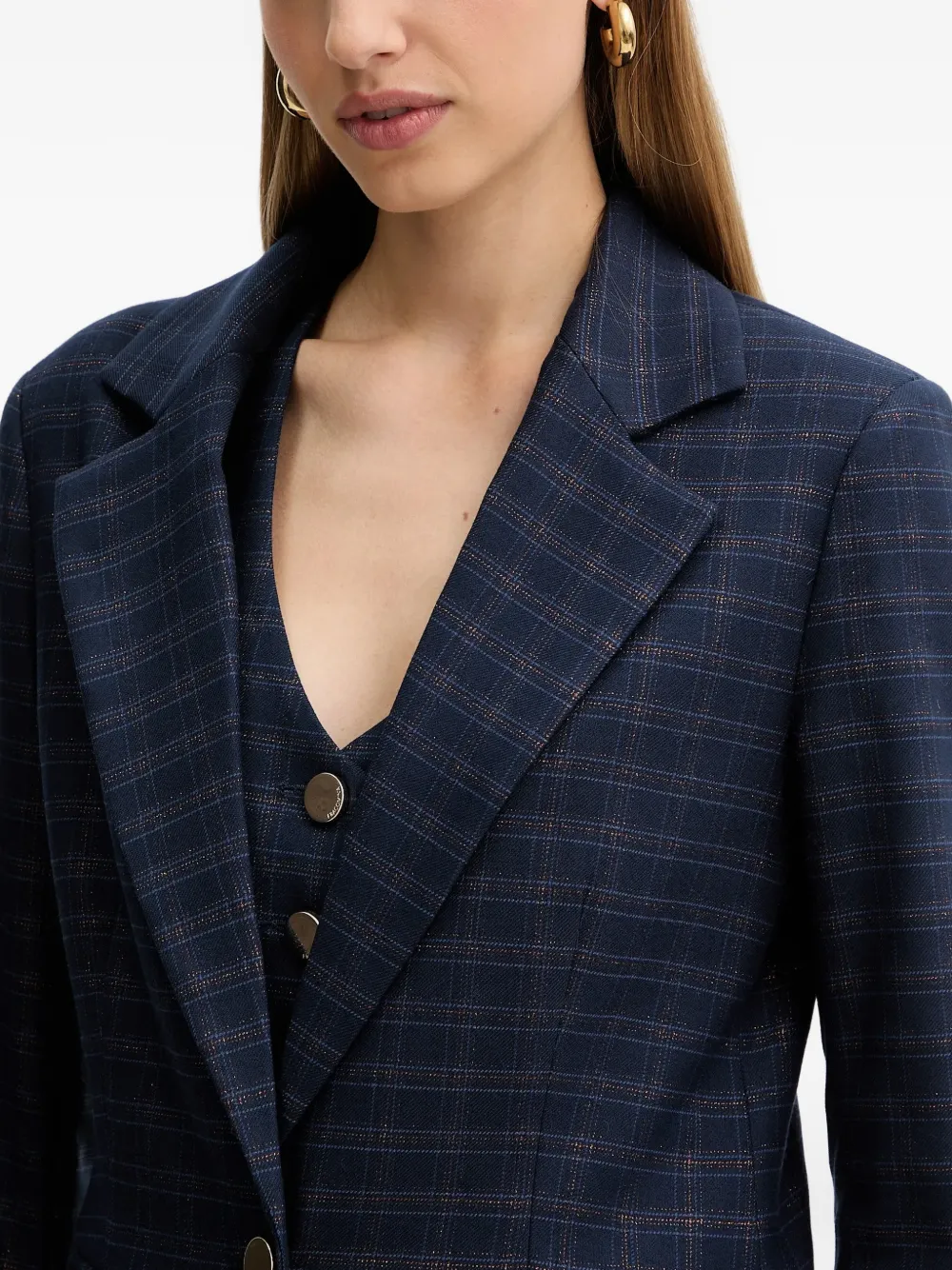FRACOMINA Geruite blazer met enkele rij knopen Blauw