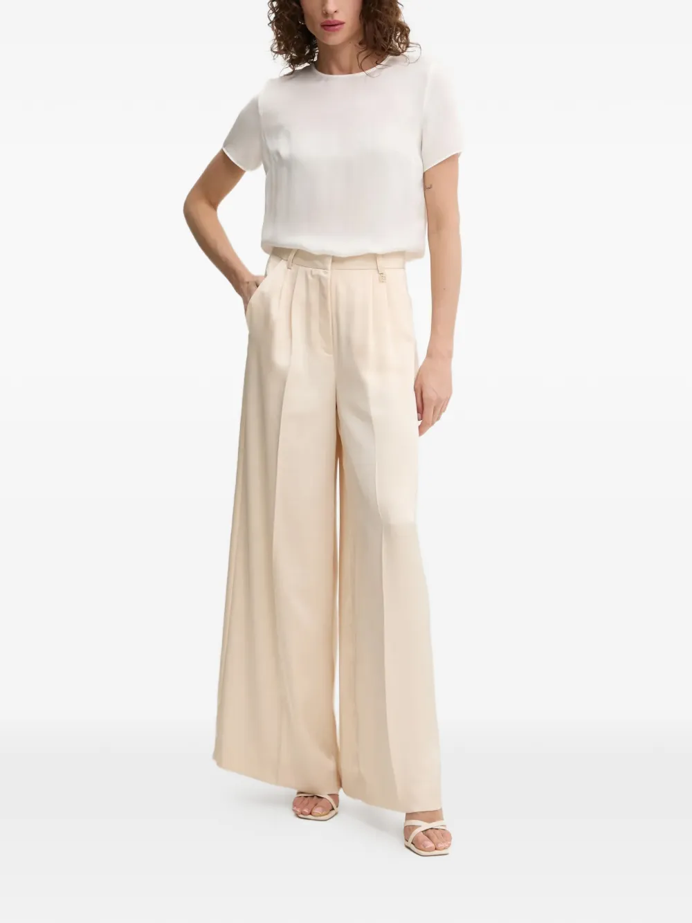 FRACOMINA pleated wide-leg trousers - Beige