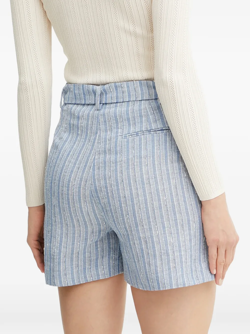  Fracomina Striped Belted Shorts - Blue 