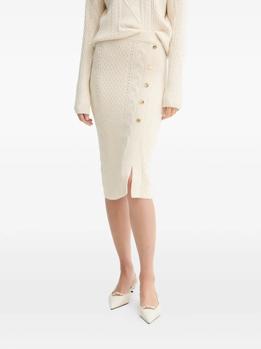 FRACOMINA cable-knit midi skirt - Toni neutri