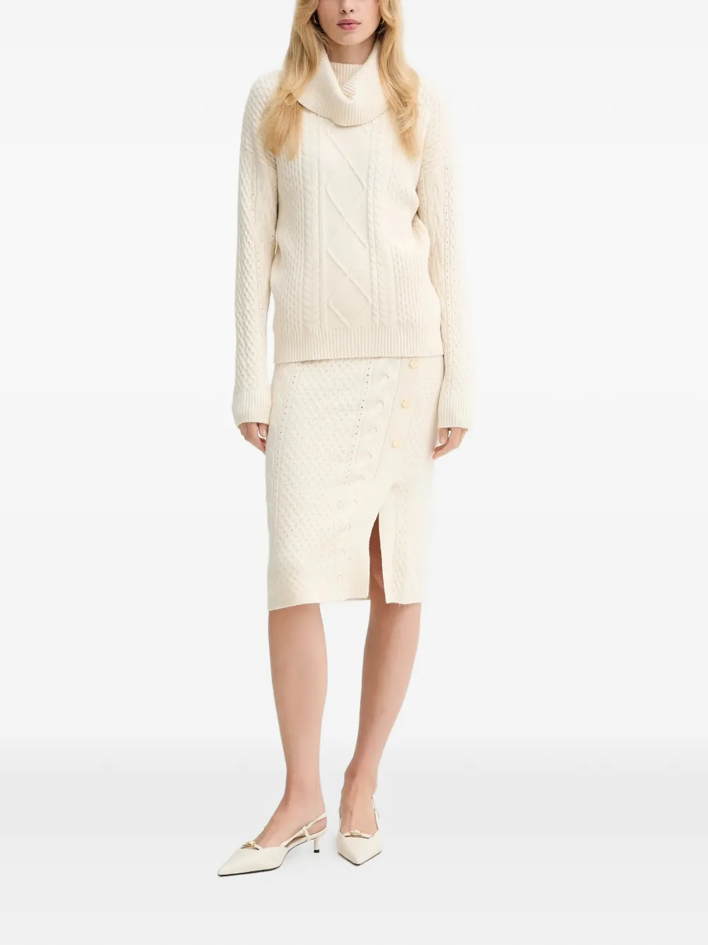 FRACOMINA cable-knit midi skirt - Beige