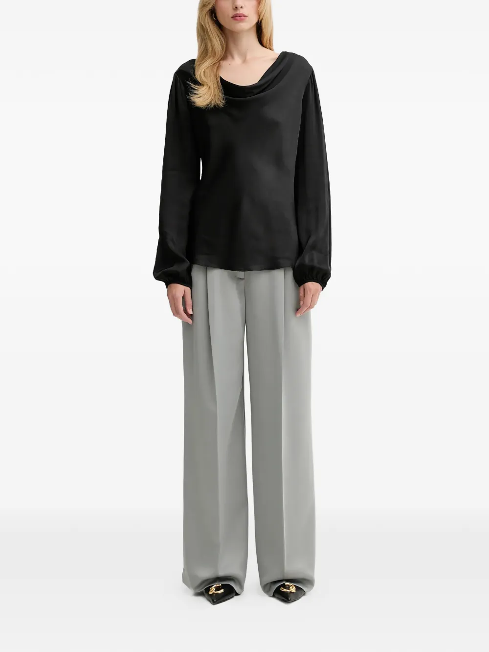  Fracomina Scoop-neck Long-sleeve Top - Black 