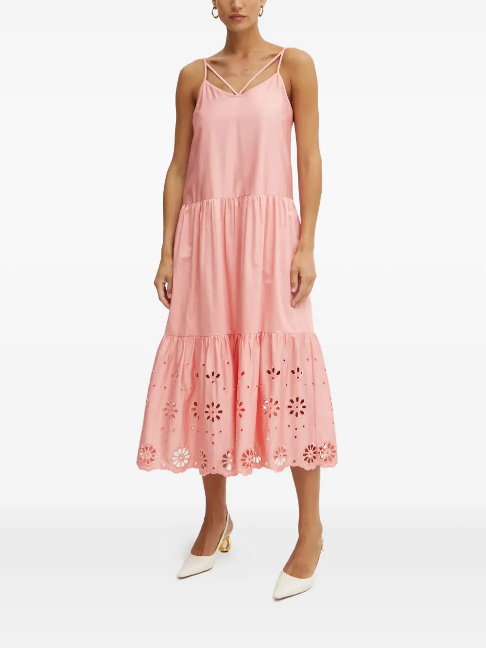 FRACOMINA eyelet tiered dress - Pink