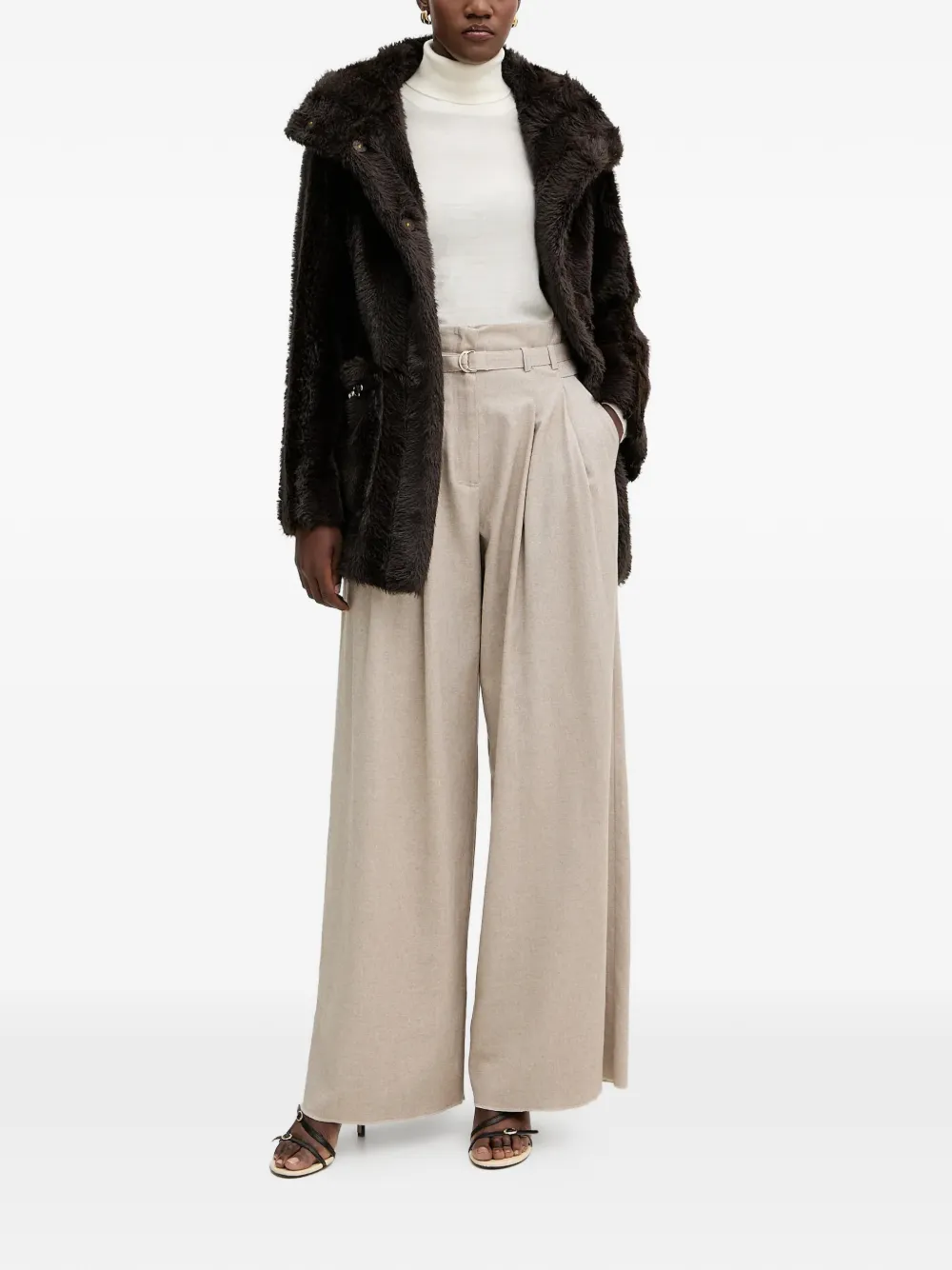  Fracomina Chain Detail Coat - Brown 