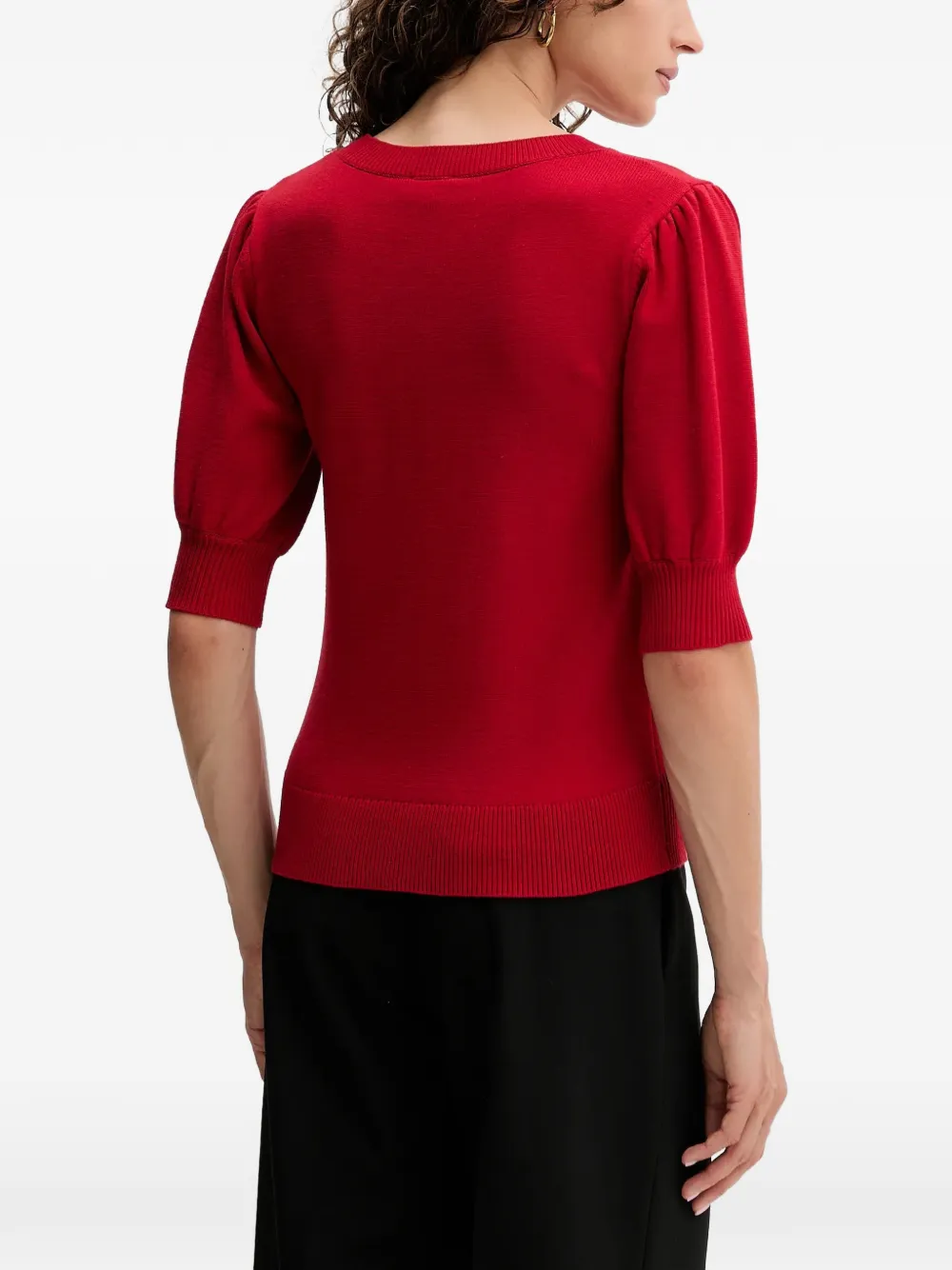 FRACOMINA T-shirt met pofmouwen en zijzak Rood
