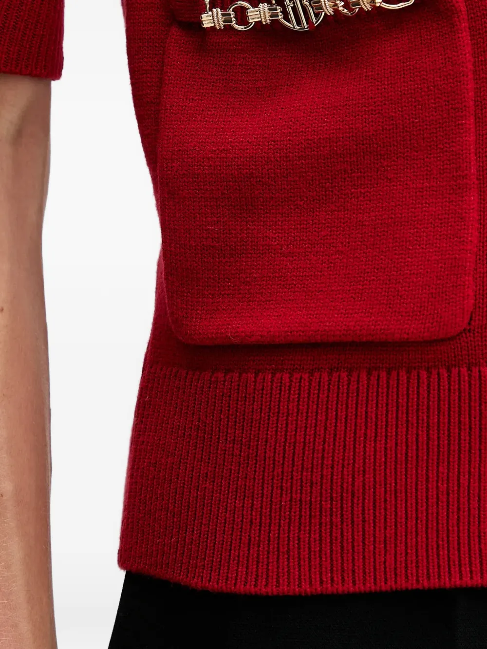FRACOMINA T-shirt met pofmouwen en zijzak Rood