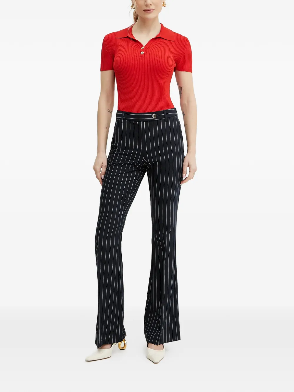 FRACOMINA pinstripe embellished trousers - Zwart