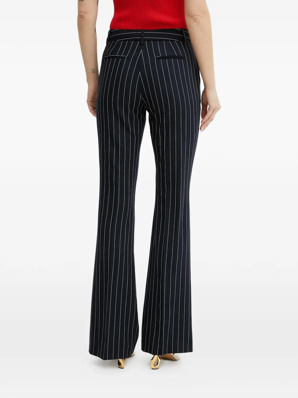  Fracomina Pinstripe Embellished Trousers - Black 