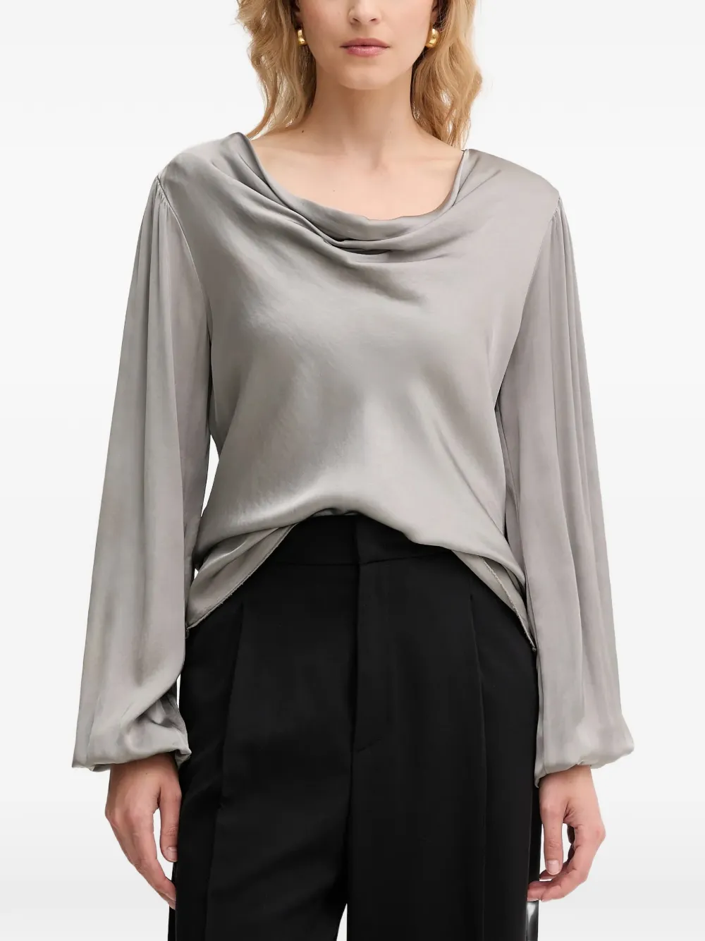 FRACOMINA cowl-neck long-sleeved top - Grigio