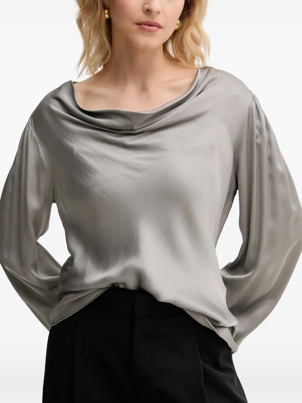 Cowl-Neck Long-Sleeved Top