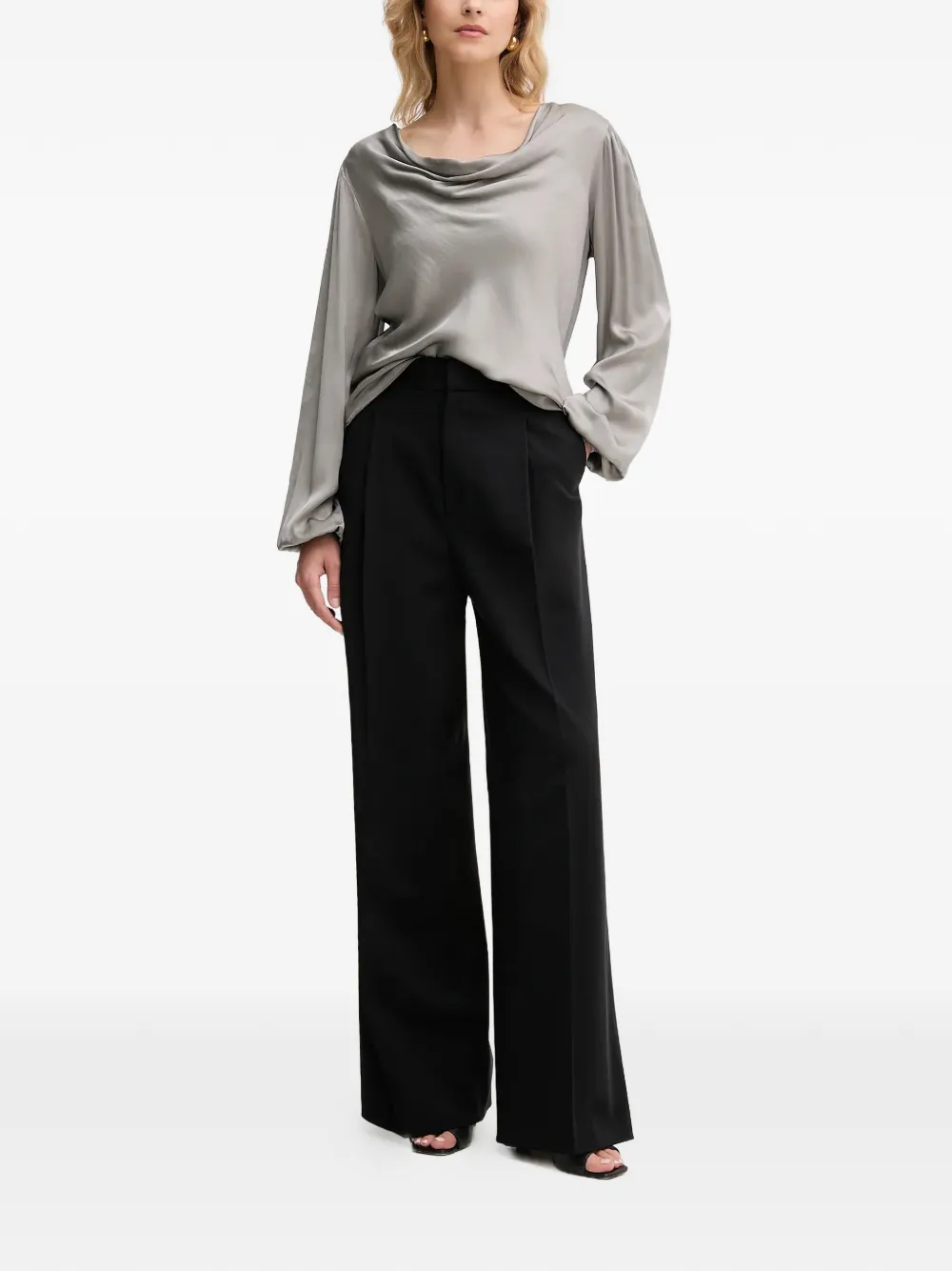FRACOMINA cowl-neck long-sleeved top - Grijs