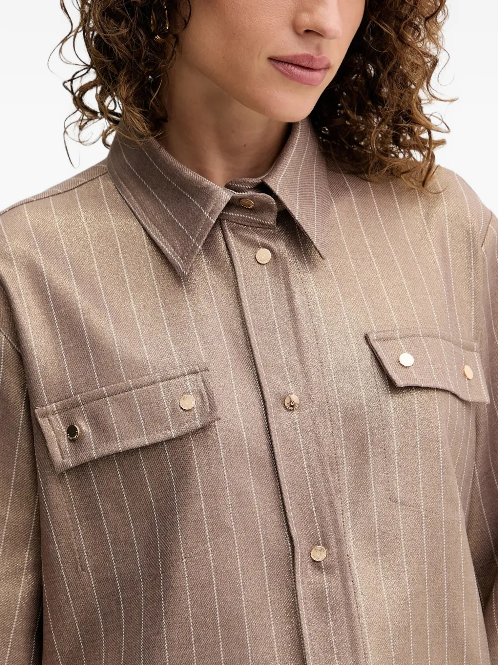 Pinstripe-Print Flap-Pocket Shirt
