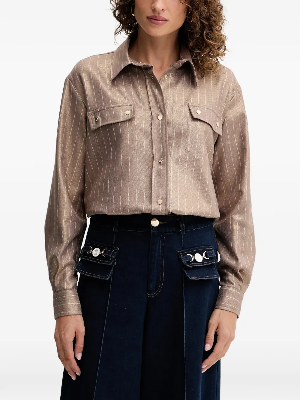 FRACOMINA pinstripe-print flap-pocket shirt - Marrone