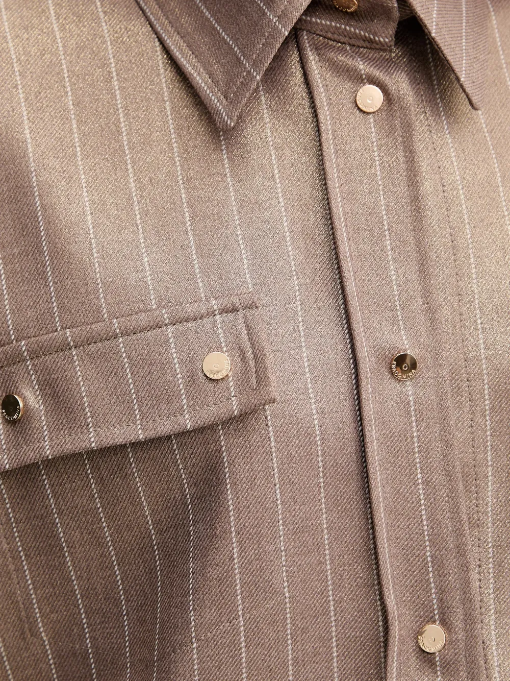 Pinstripe-Print Flap-Pocket Shirt