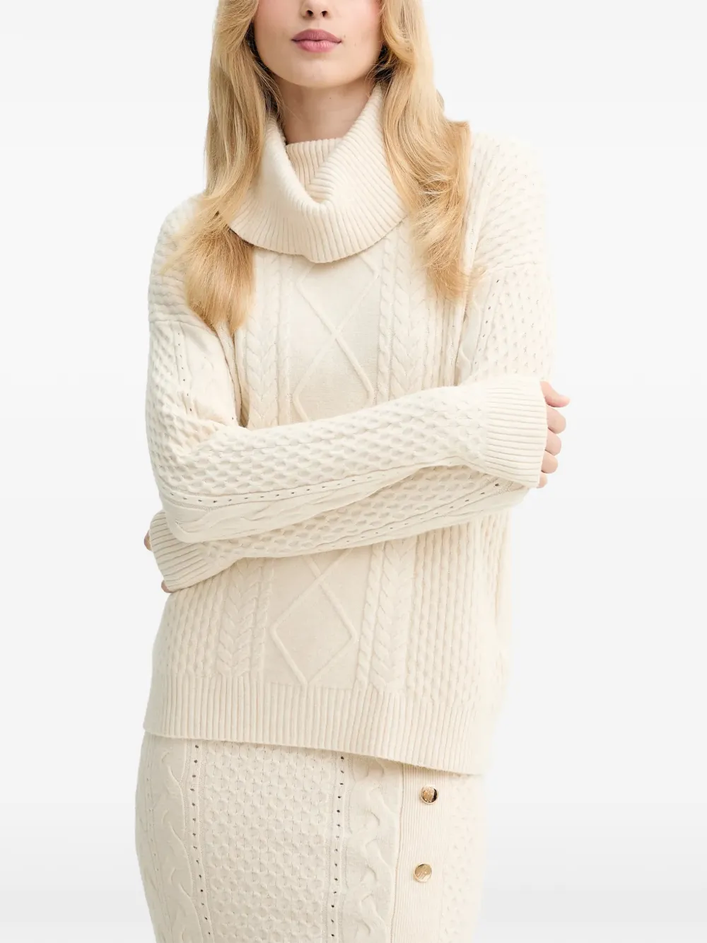FRACOMINA cable-knit roll-neck sweater - Toni neutri
