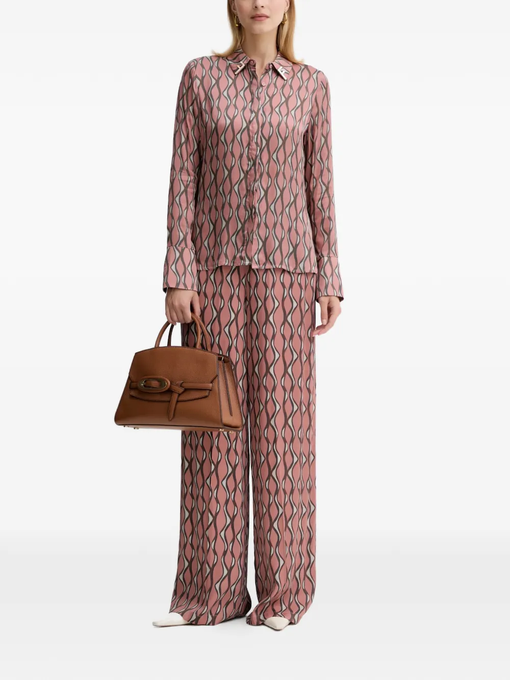 FRACOMINA patterned wide-leg trousers - Roze