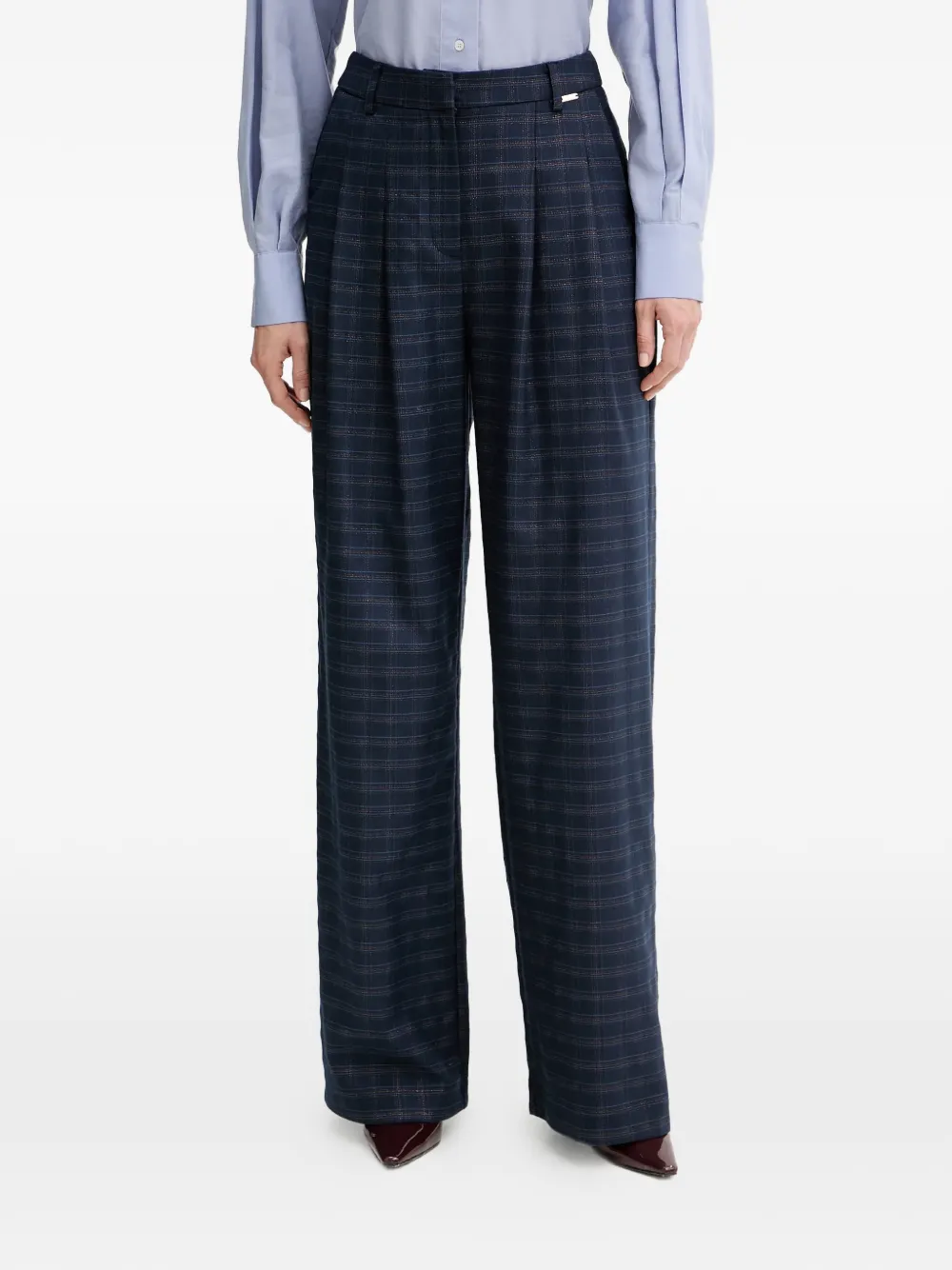 FRACOMINA pleated check trousers - Blu