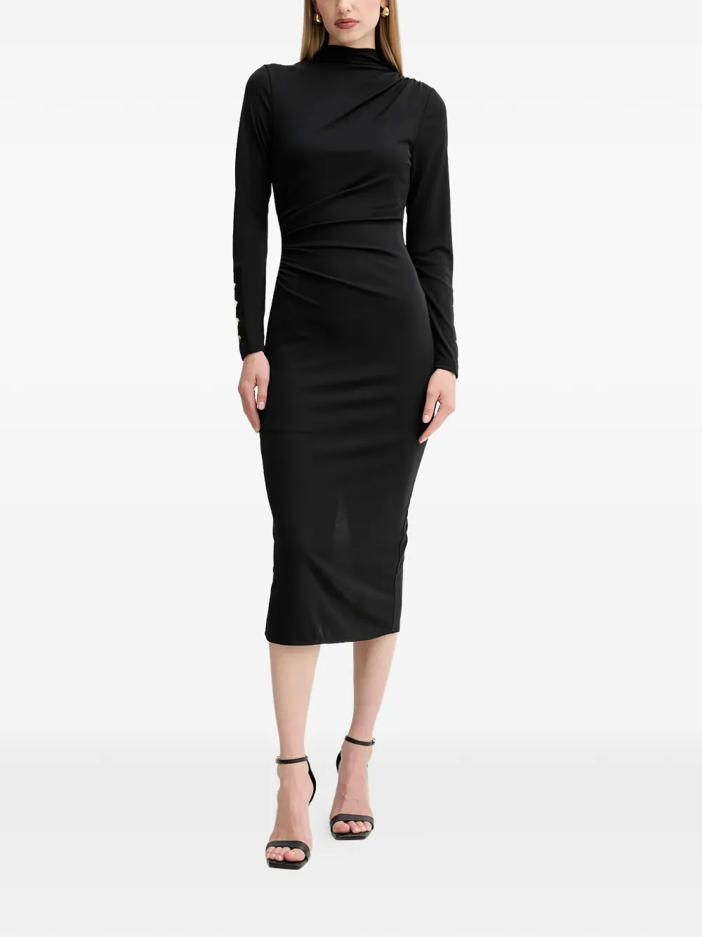 FRACOMINA button-detail long-sleeve midi dress - Nero